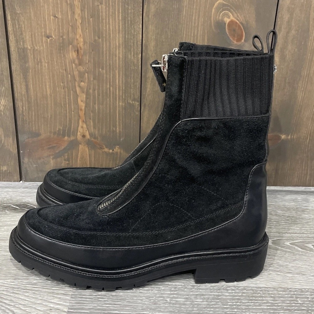 Sam Edelman Leone Lug Sole Chelsea Boots Black Leather Zip Front Women's Sz 9.5 - Picture 3 of 7